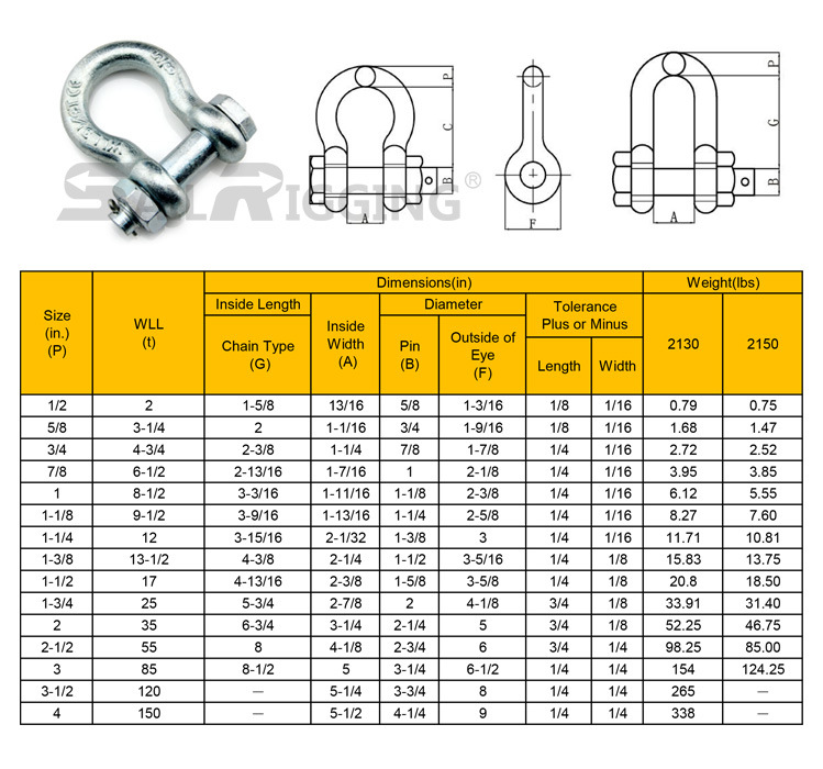 Drop Forged Anchor Bow Bolt Pin and Nut Shackle