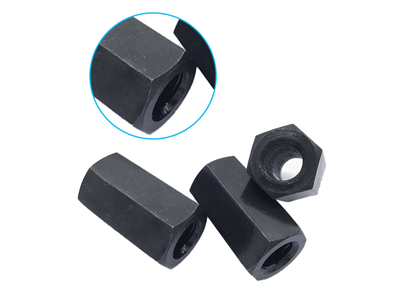 Precise Hardware Metal Black Oxide Hex Coupling Nuts Hexagon Thick Nuts