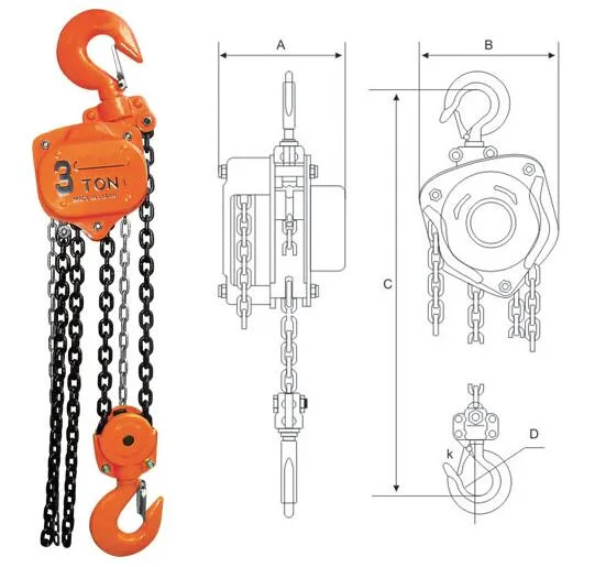3 Ton Manual Chain Black Hoist for Hand Chain Lifting Crane