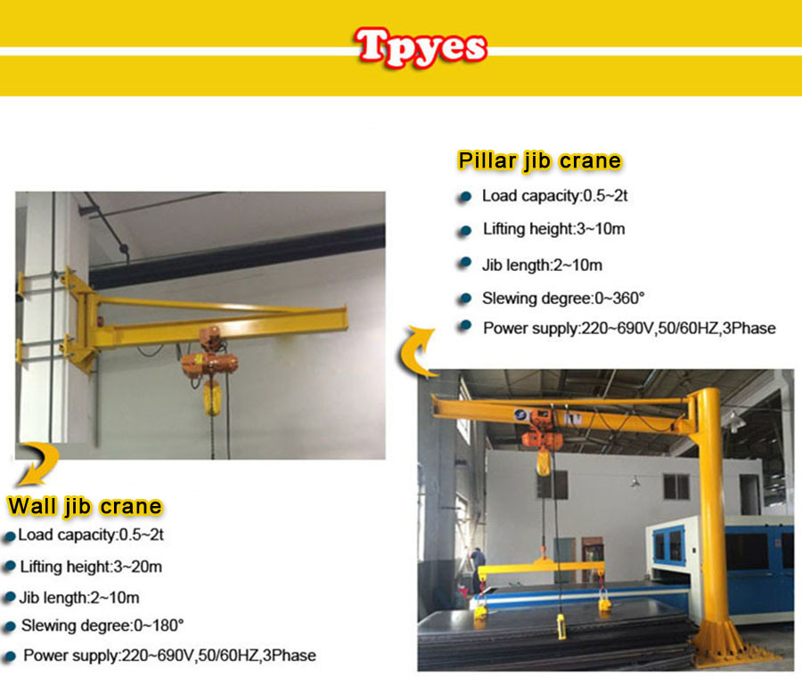 Wall Jib Crane Single Column Swing Jib Cantilever Crane 2.5t