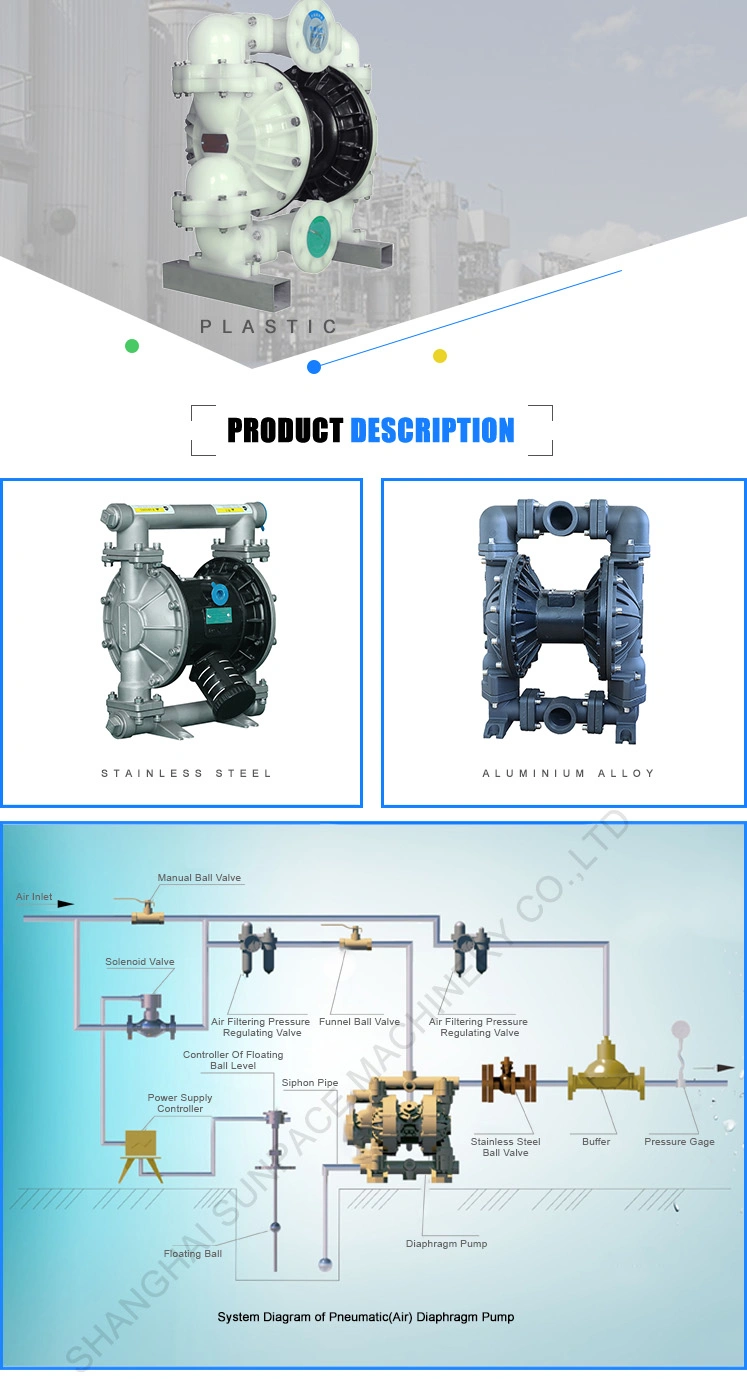 for Water Treatment Air Operated Pneumatic Plastic Pneumatic Diaphragm Pump