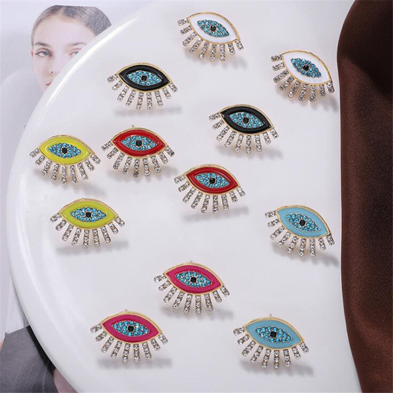 Wholesale Turkish Eyes Stud Earring Colorized CZ Women Enamel Stud Earring