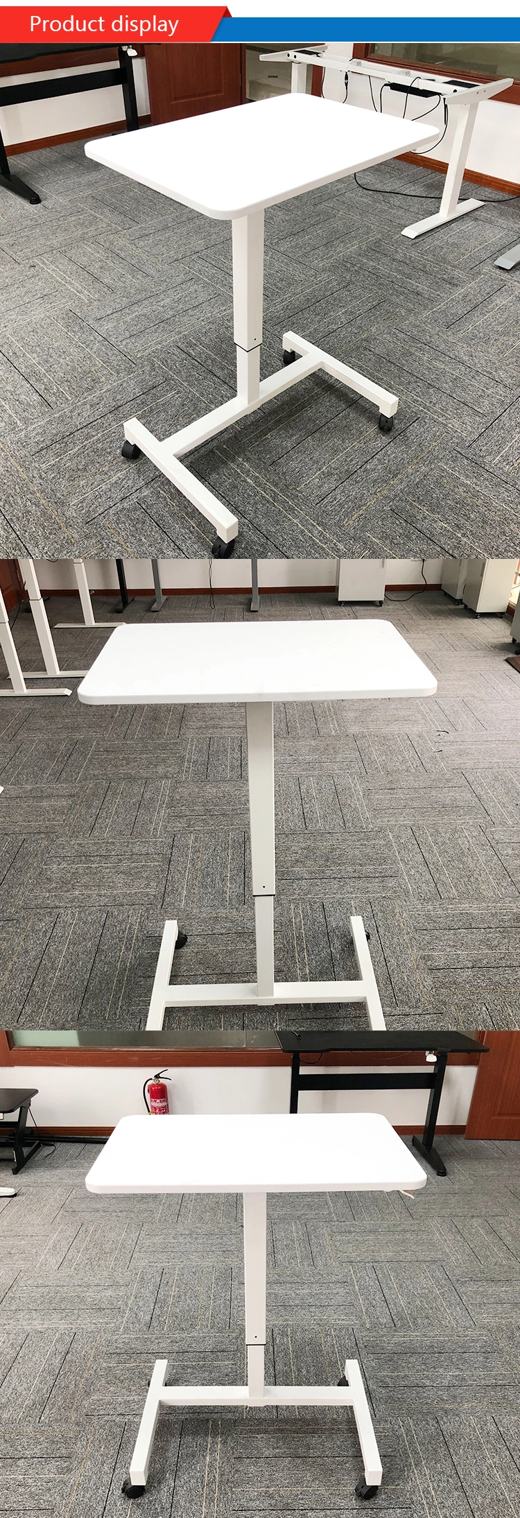 One Leg Pneumatic Height Adjustable Gas Lift Top Modern Table Desk