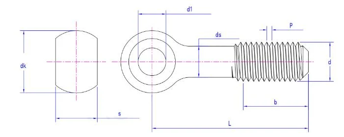 Carbon Steel Lifting Eye Screw Eye Bolt Ring Bolt DIN 444 Black Oxide