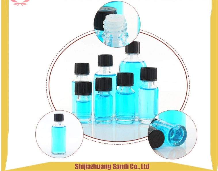 Clear Glass Bottles with Black Screw Cover and Child-Resistant Closure