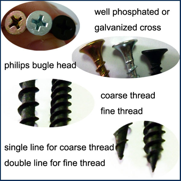 C1022A Black Phosphated Bugle Phillips Flat Head Drywall Screws