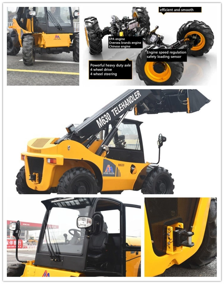 Small Telescopic Wheel Loader 3ton Compact Telehandler to 6m Height