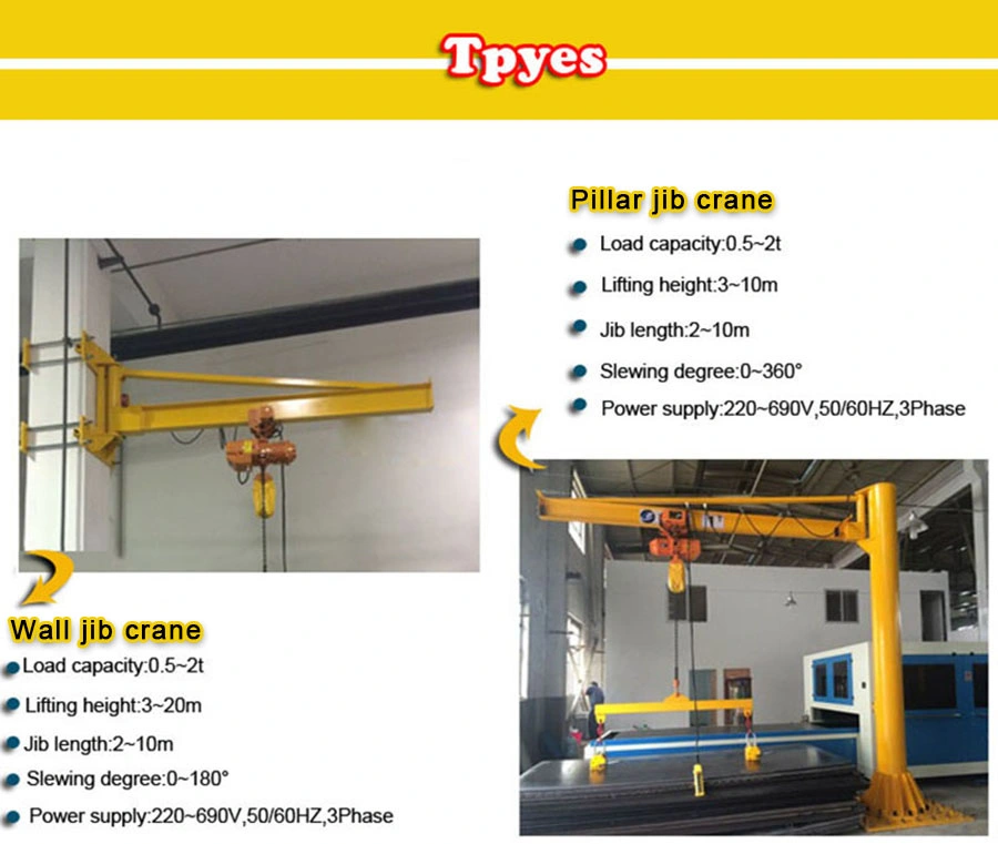 3t Wall Jib Crane Single Column Swing Jib Cantilever Crane