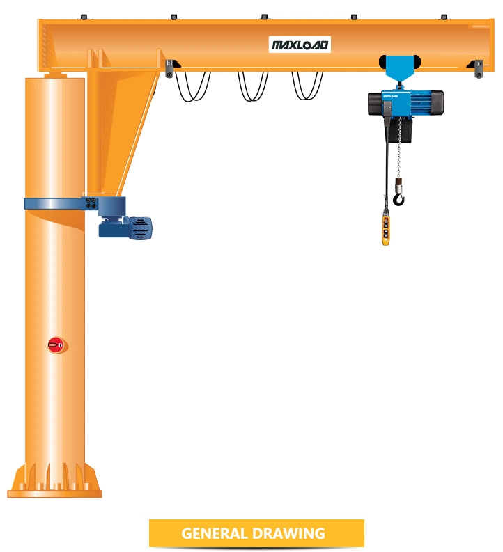 0.5t Stand Column Jib Crane Electric Wire Rope Hoist Cantilever Swing Arm Jib Crane