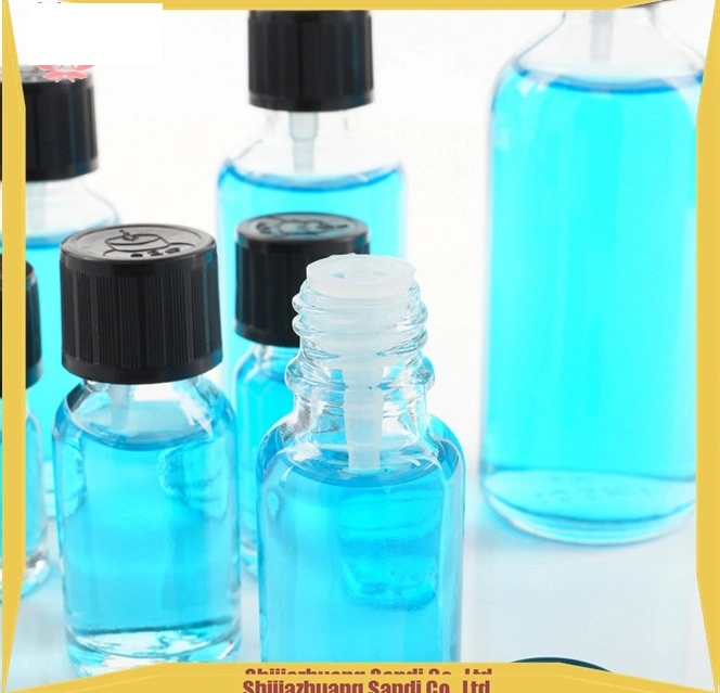 Clear Glass Bottles with Black Screw Cover and Child-Resistant Closure
