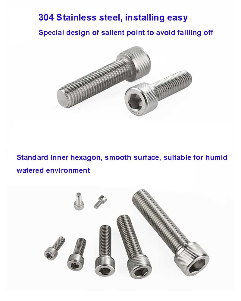 Standard 304 Stainless Steel Inner Hexagon Bolt Screw and Countersunk Bolt with Nut