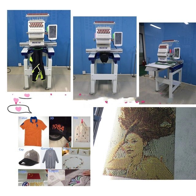 Wonyo 1 Head Cap and T-Shirt Type Flat Computerized Embroidery Machine Price China Single Head