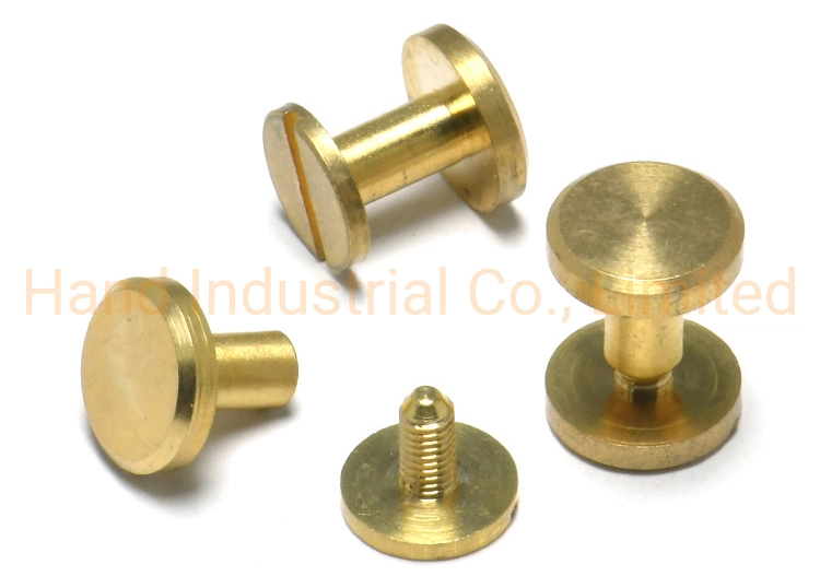 Male Female M3 M4 M6 M8 Slotted Flat Head Brass Chicago Screws for Leather and Handbag