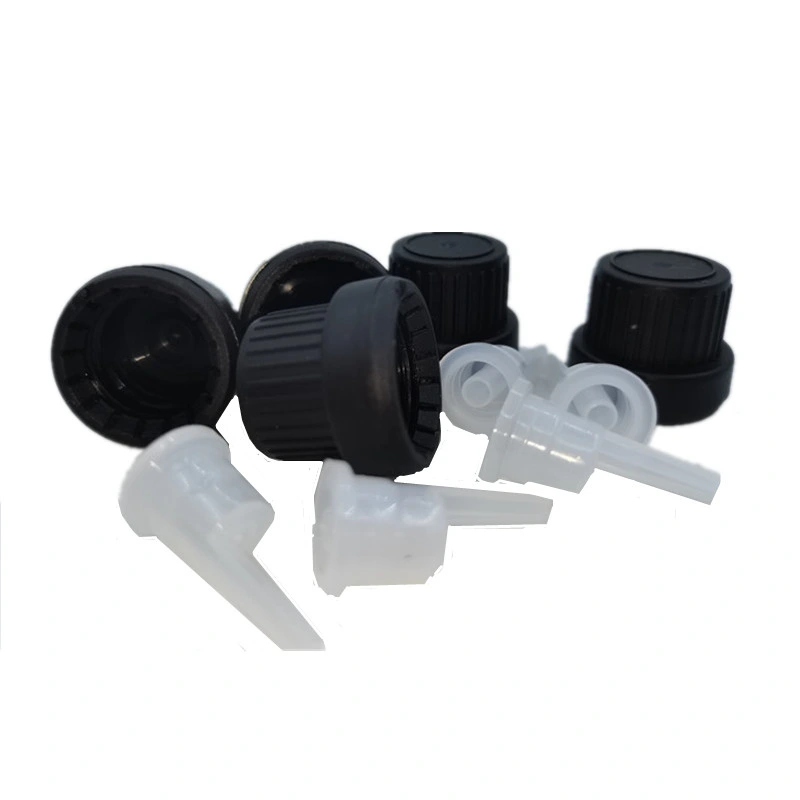 18mm Plastic Black Screw Essential Oil Dropper Cap Lid for Euro Glass Bottle