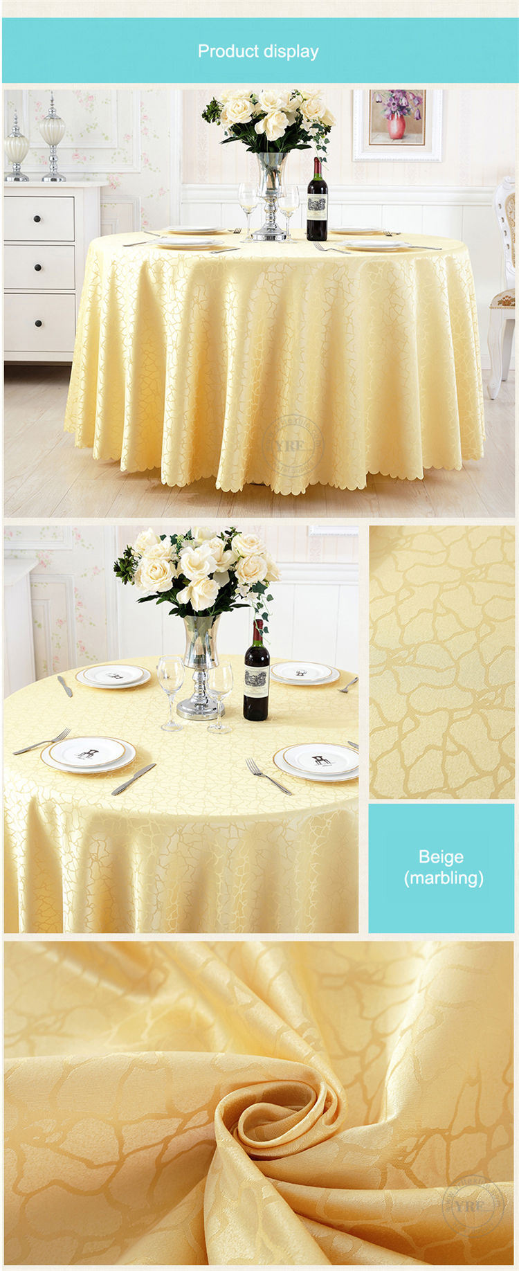 Wholesale Round Embroidered Jacquard Tablecloth