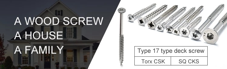 Type 17 Csk Head Wood Screws with Ribs Cutting Point Square Drive Screws