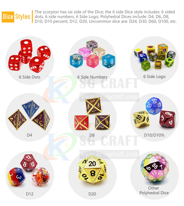 Custom Attractive High Quality Dice Set Color Casino Game Mini Dice Dnd Dice Polyhedral Dice Set