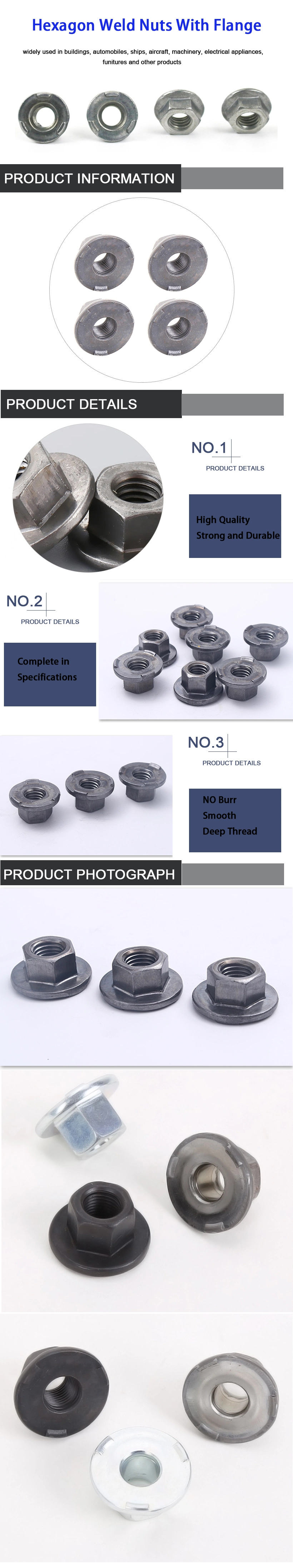 Made in China Carbon Steel Black Oxide M5-M16 Customized Hexagon Weld Nut Step Nut Steel Nut Lock Nut Rivet Nut Thick Nut Flange Nut for Building
