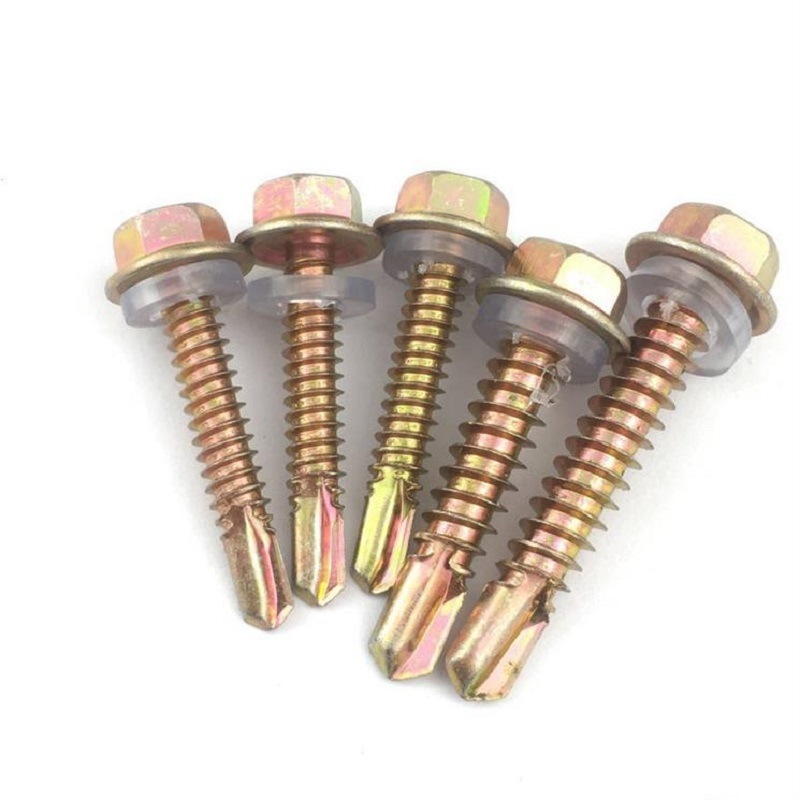 St4.2*13 Color-Zinc Plated Hexagonal Head with Flange Self-Drilling Screws with Washer