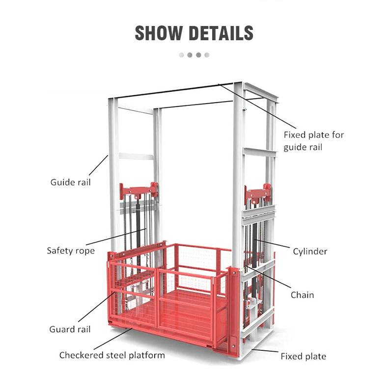 Cargo Lifts 3.66 M Lifting Height Cargo Elevator Lift 1000 Kg Load Capacity Lift Platform Material Lifting Equipment