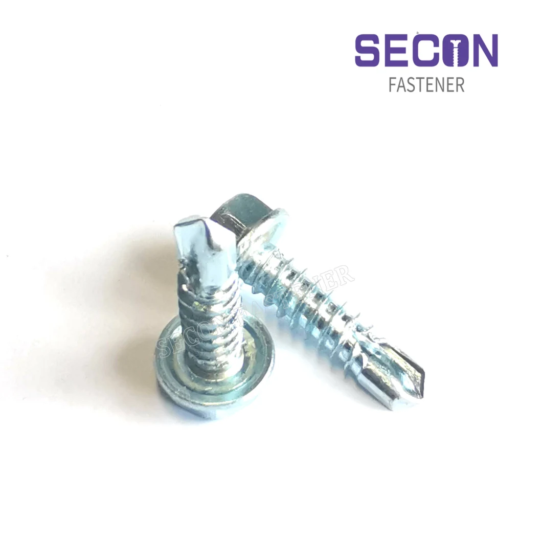 China Fastener Supplier Slotted Hex Head Screw Self Drilling Screw Zinc Plated with EPDM Washer Made in China