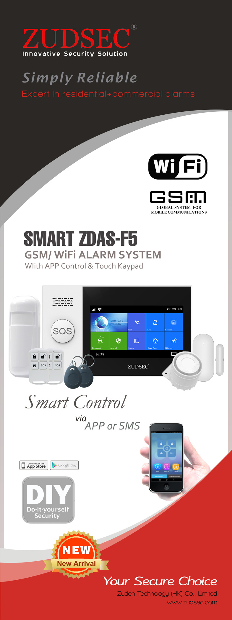 Touch Keypad Smart WiFi & GSM Dual Networks Home Alarm System