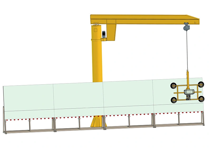 Vacuum Glass Lifter with Column Cantilever Crane Working Capacity 350kgs to 450kgs