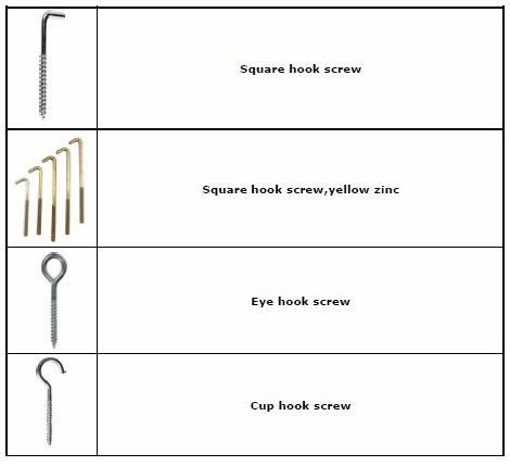 Hook Screw, Cup Hook, Eye Screw, L, S Type Screw Eye/Eye Bolts