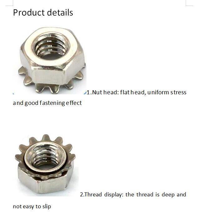 304 Stainless Steel K-Cap Nut with Teeth Lock Nut