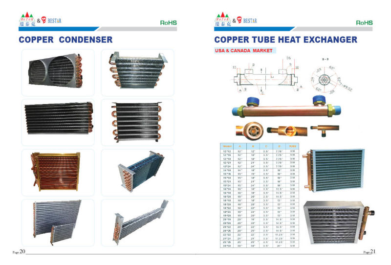 Fin Tube Type Air Cooled Copper Tube Condenser