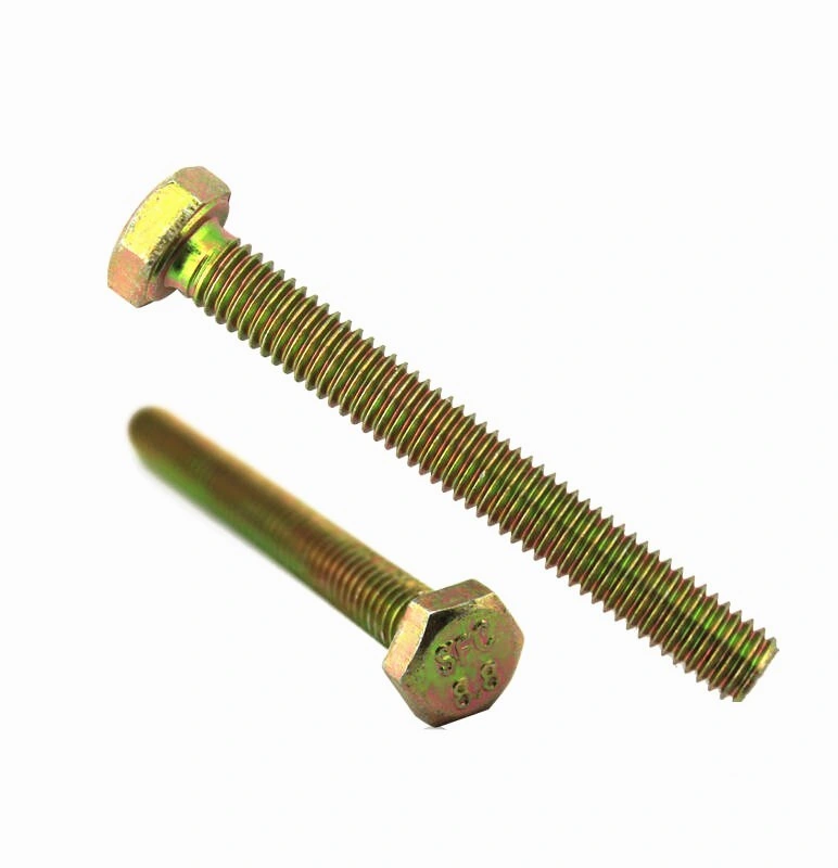 DIN931 Yellow Color Hex Head Bolt Hex Bolts and Nuts