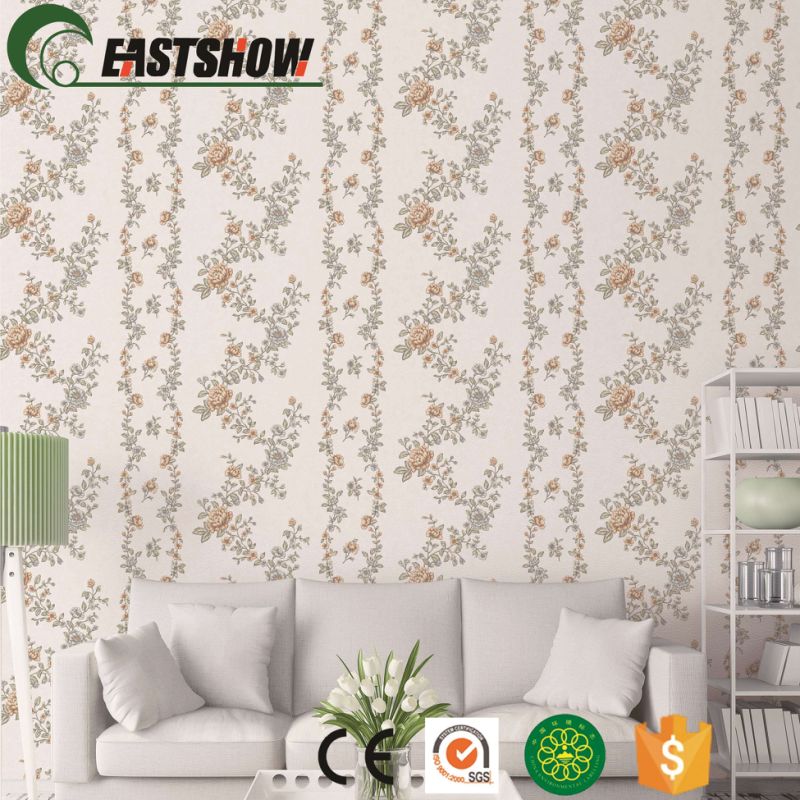 Beautiful Flower and Vines Pattern PVC Wallpaper for Home