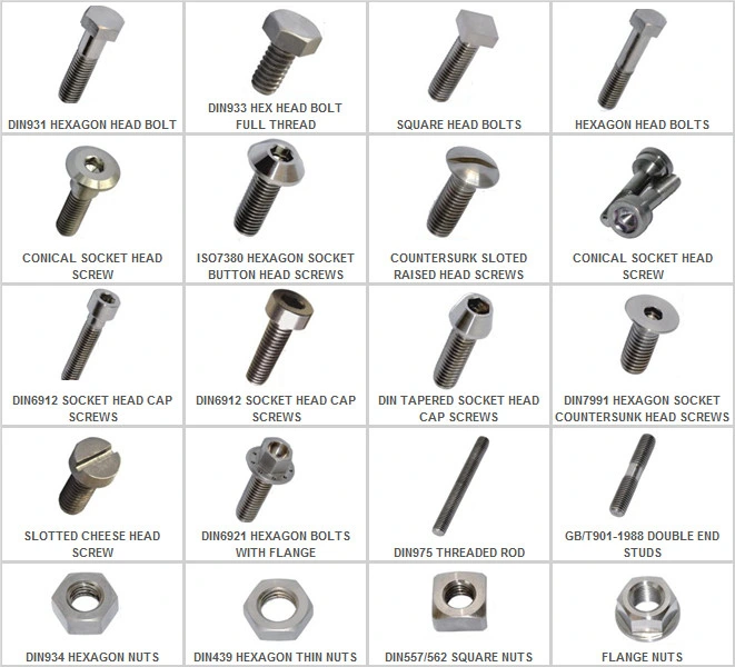 Grade 2 Titanium Screws and Fasteners for Industry From China Supplier