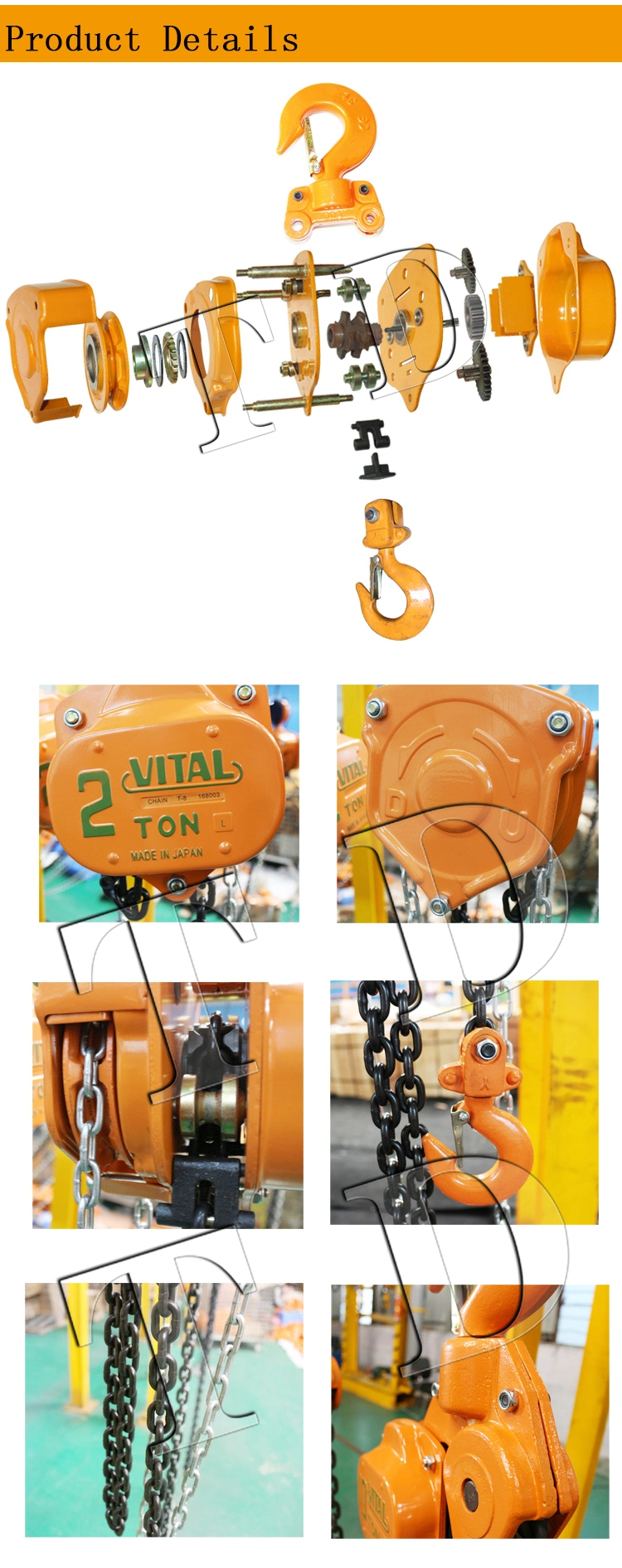 Vital Brand 1ton Chain Block Hoist Lifting Machine with Ce Market Construction Hoist