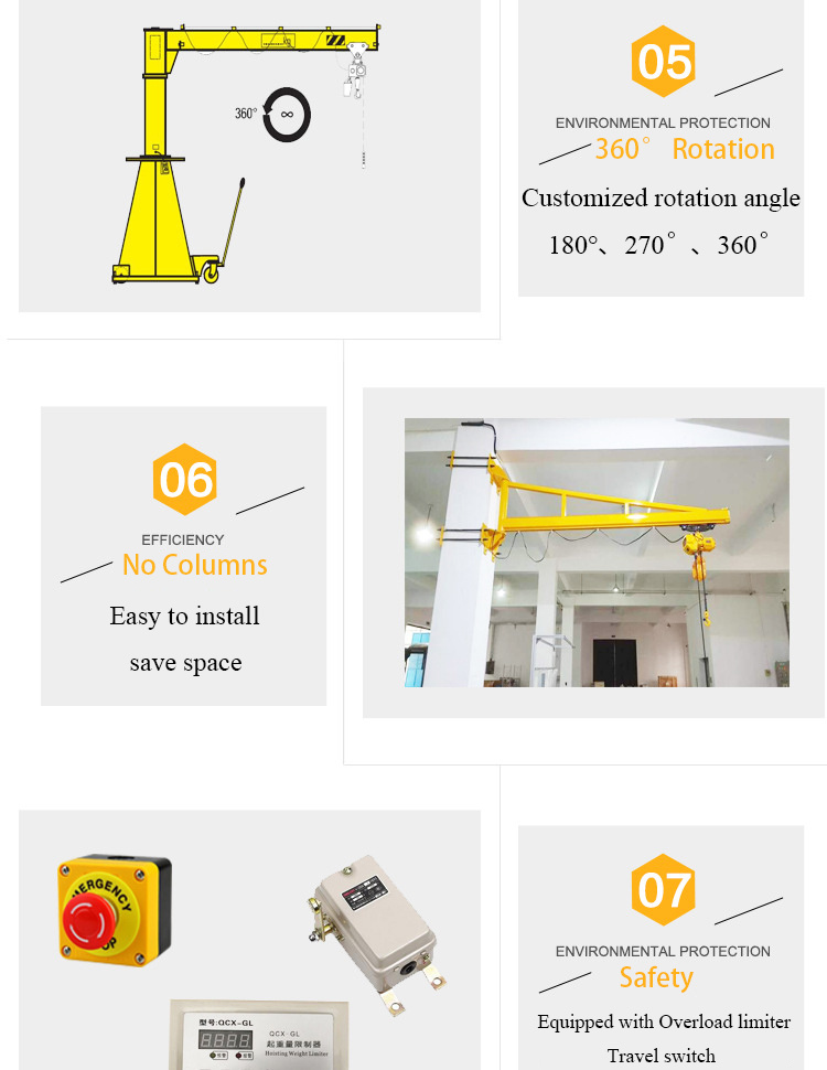 Durable Jib Crane 1 Ton Lifting Hoist Electric Jib Crane