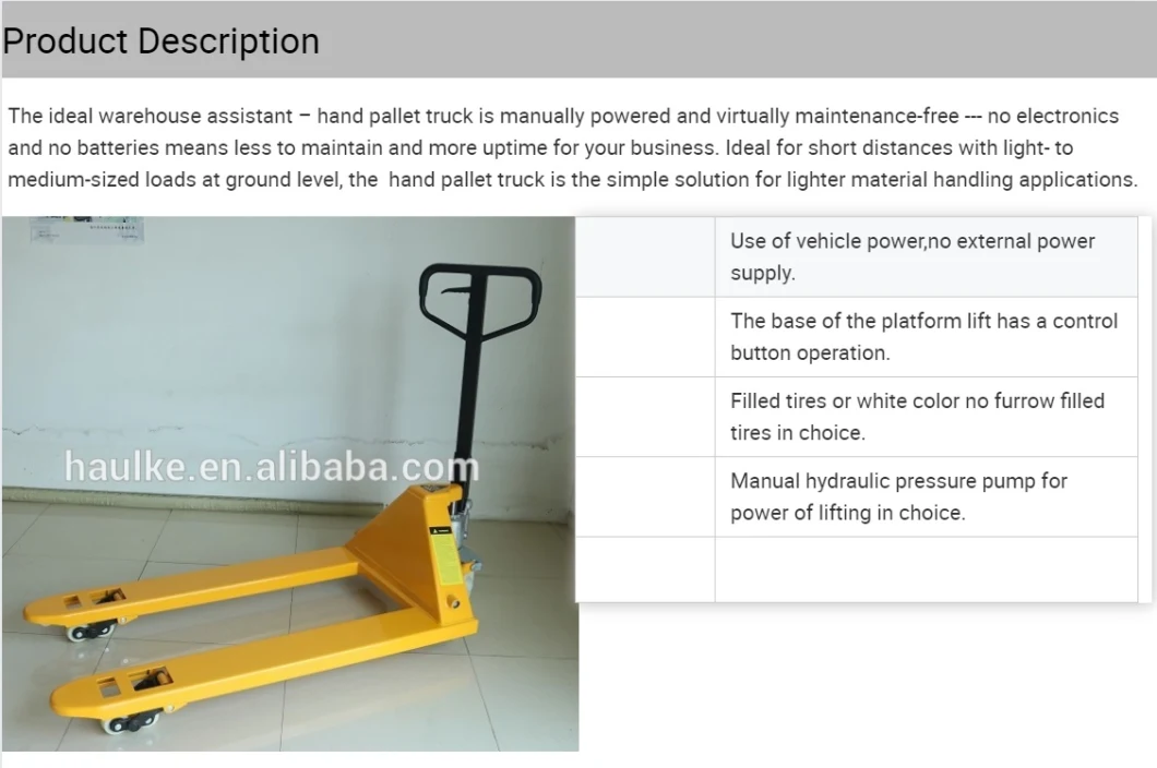Portable Narrow 2500 Kg Hand Pallet Truck with Ce Cetrficate /Pallet Trolley Jack