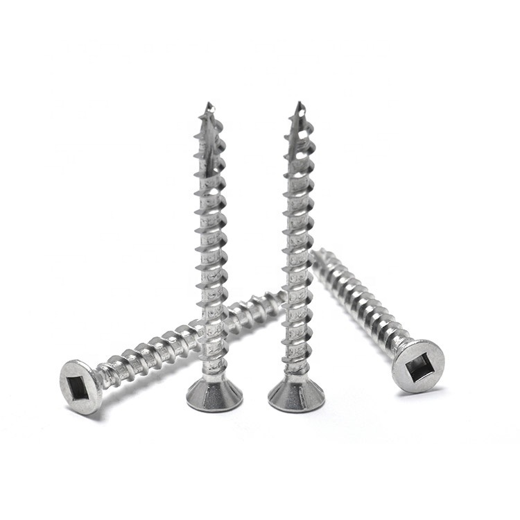 Type 17 Csk Head Wood Screws with Ribs Cutting Point Square Drive Screws