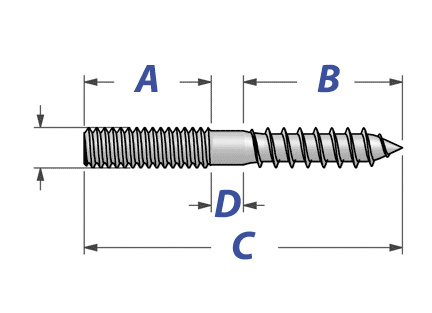 Double Threaded Tapping Screw Wood Screw Dowel Screw Hanger Bolt for Wooden Constructions