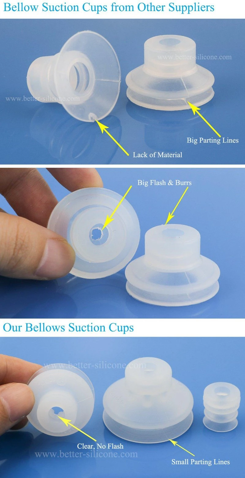 Silicone Rubber Vacuum Bellows Flat Clear Machine Suction Cups for Metal/Glass Lifting