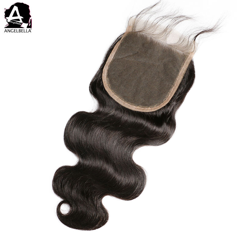 Angelbella Swiss Lace Closure 5X5 Body Wave Brazilian Remy Hair with Closure