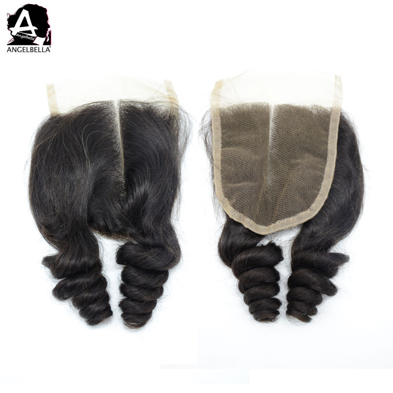 Angelbella Swiss Lace Closure Brazilian Remy Human Hair with 4X4 Closure