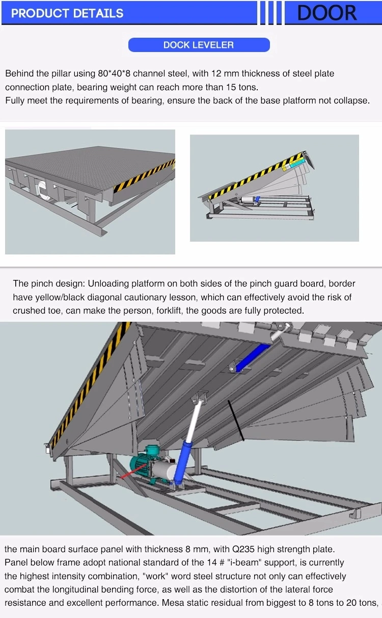 Warehouse Fixed Stationary Hydraulic Lift Equipment Ramp Lift Dock Leveler Loading and Unloading Device