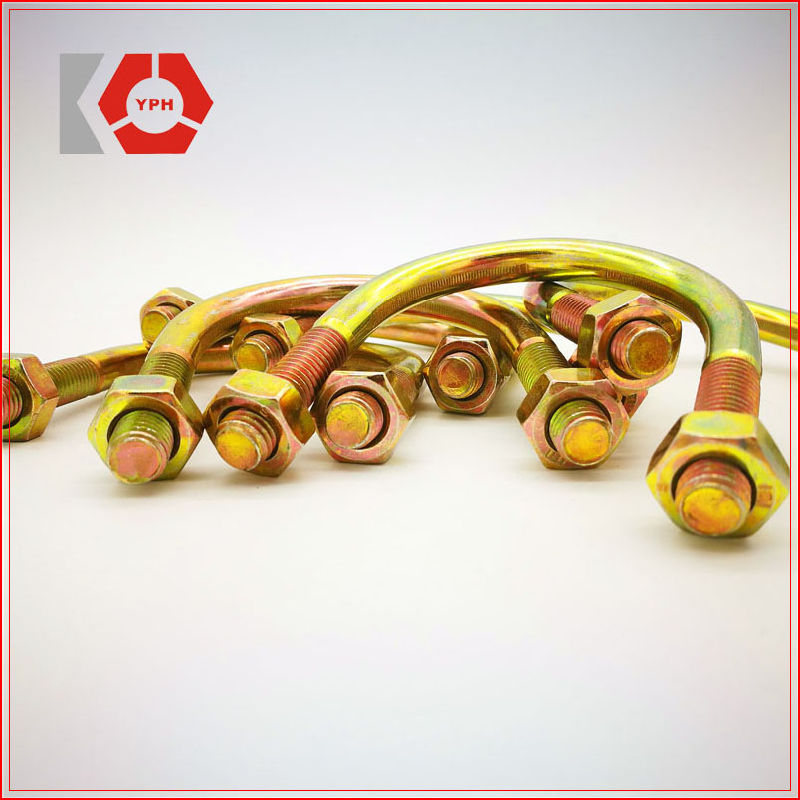 Hot-Rolled Steel U Bolt with Washer and Nuts Yellow Zinc Plated
