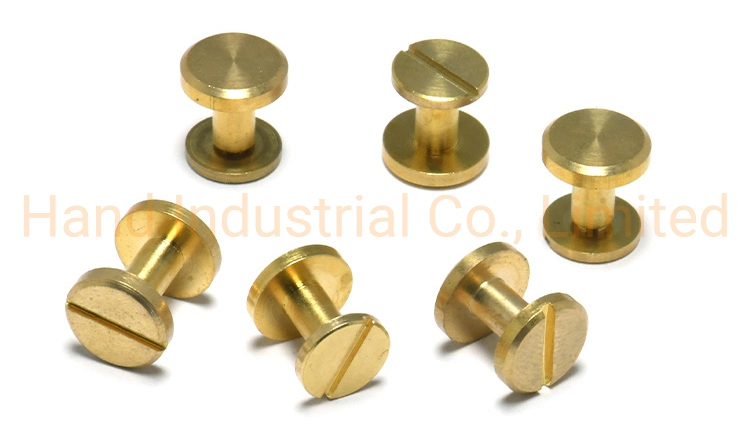 Male Female M3 M4 M6 M8 Slotted Flat Head Brass Chicago Screws for Leather and Handbag