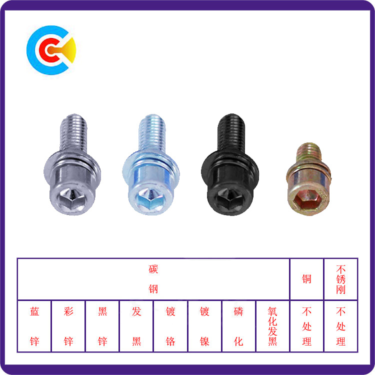 International Multicolored M6 Hexagonal Combination Screws Galvanized Fan Screws