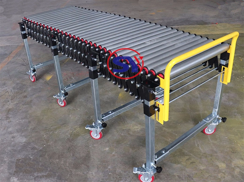Powered Rubber Coated Steel Roll Flexible Roller Conveyor for Carton Box Handling