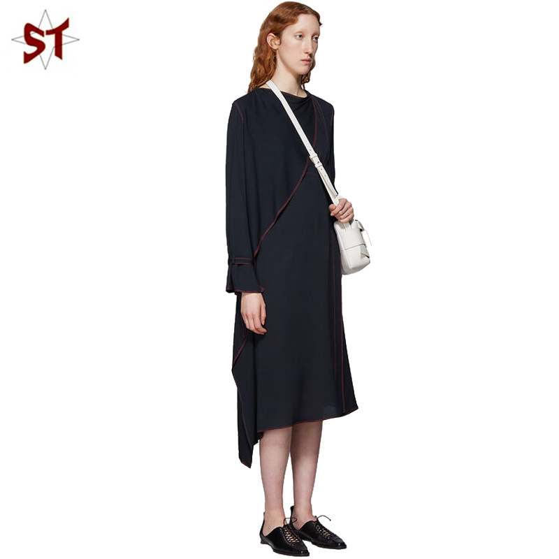 OEM Simple Style Long Sleeve Polyester Long Dress