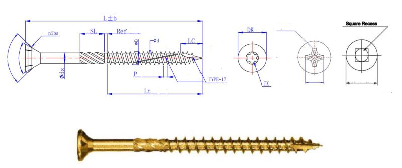 Customized Colorful Torx Head Landscap Chipboard Screws Countersunk Screws