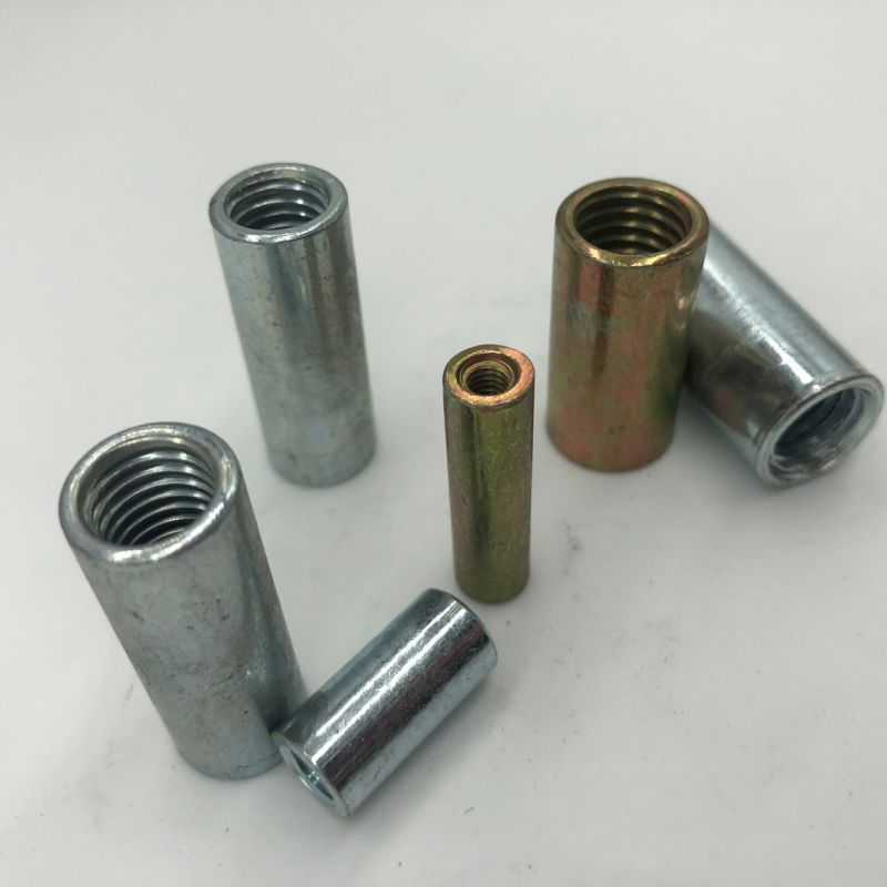 M5 M6 M8 Long Coupling Round Steel Extend Long Round Nut Nuts Double Thread Nuts