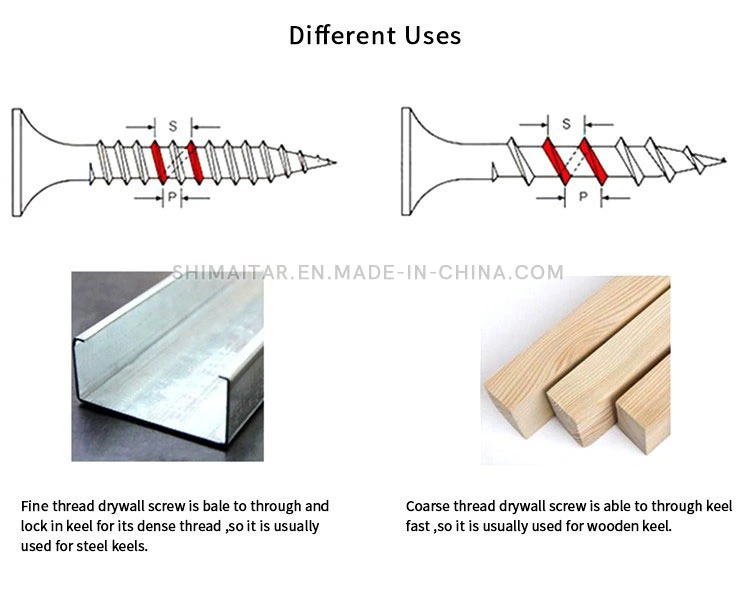 High Quality Black Fine Thread Drywall Screw Phillips Flat Bugle Head Drywall Screw
